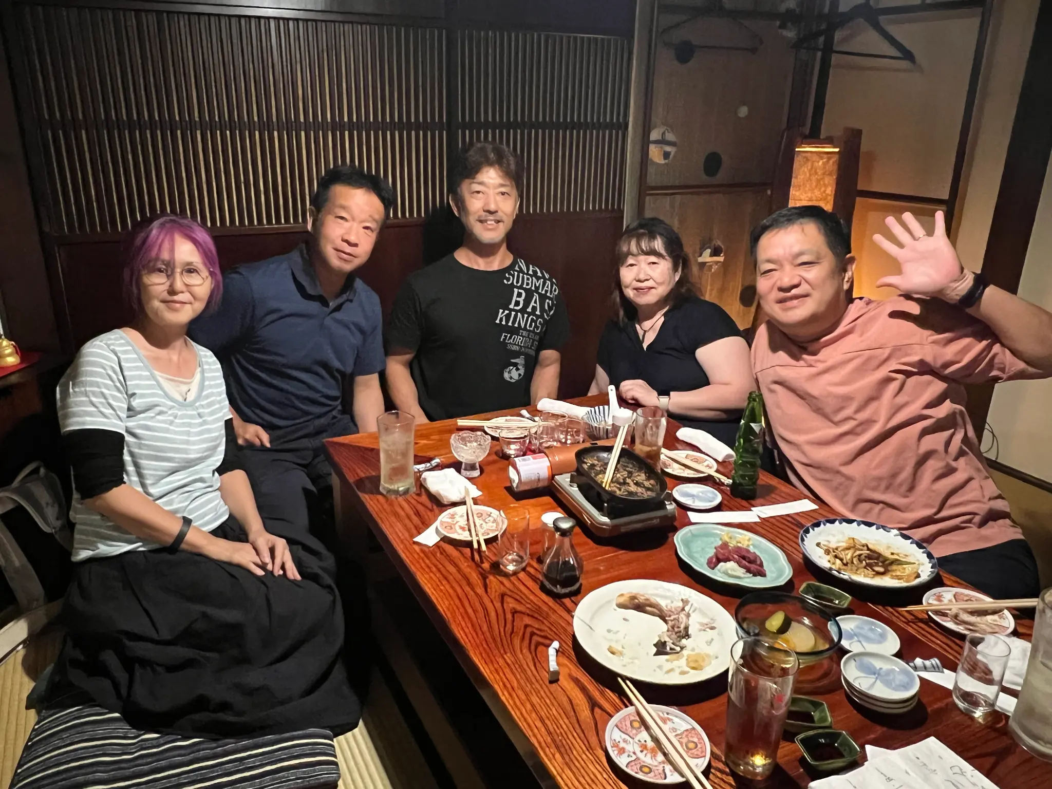 懇親会での笑顔